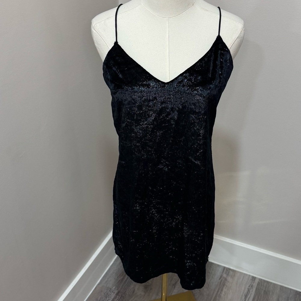 Topshop women black shimmer mini dress size‎ 4 - Picture 2 of 7